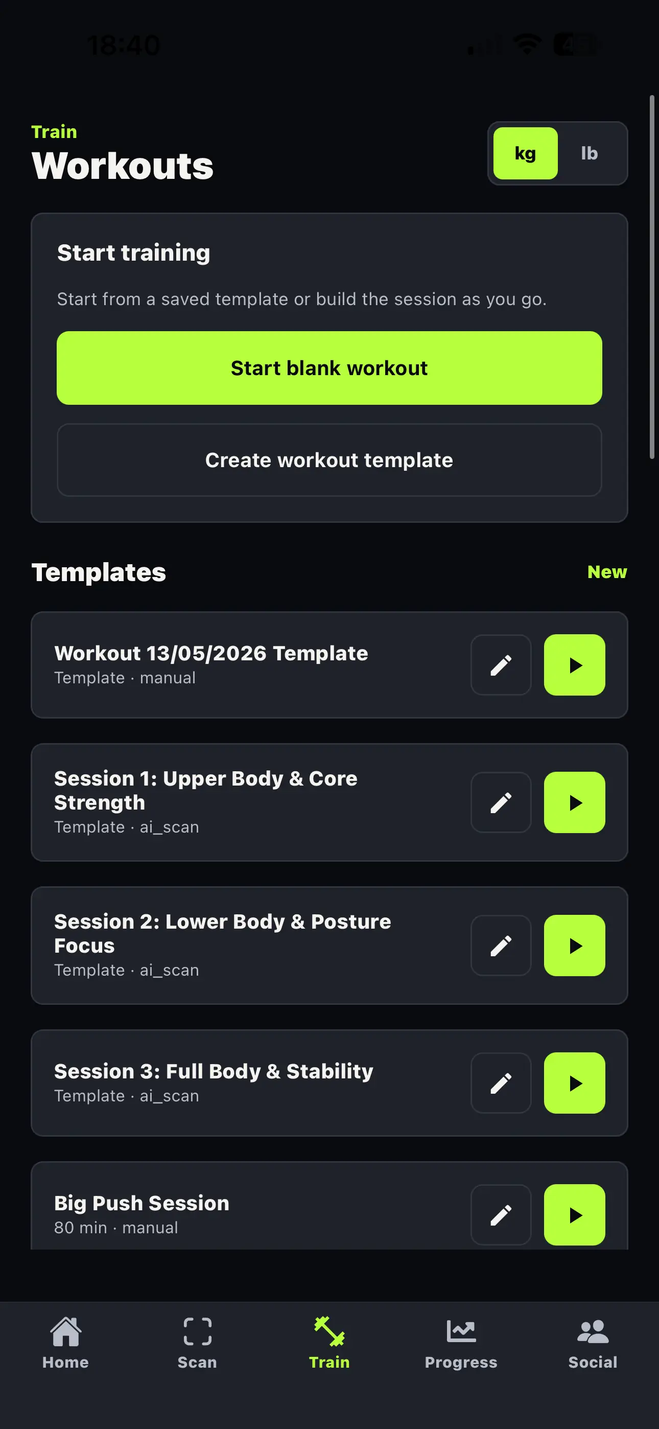VECT8 app screen 4 - Keep track of your workouts.webp