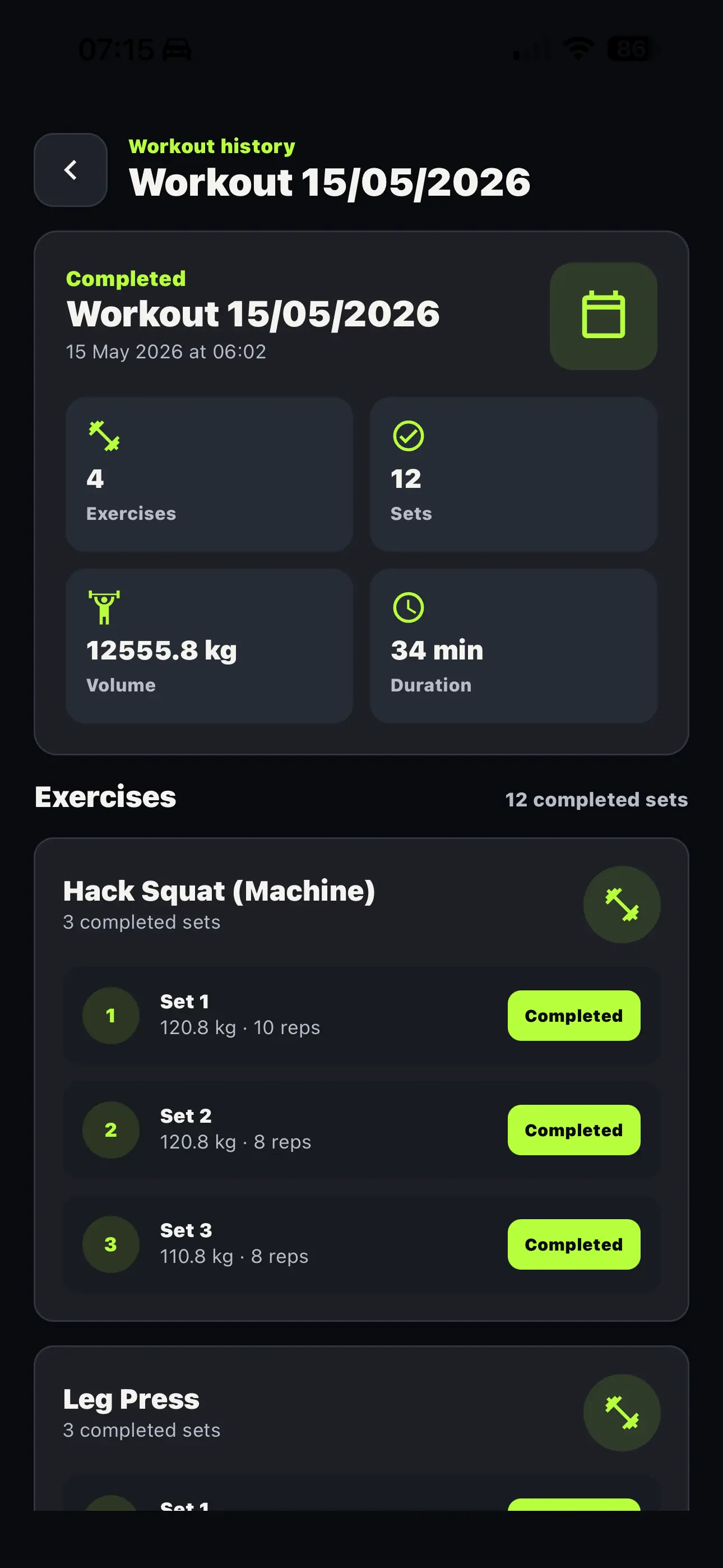 VECT8 app screen 5 - Log weight, reops and sets.webp